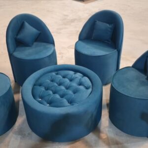 Barrel chair ottoman lounge set