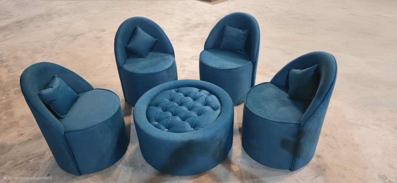 Barrel chair ottoman lounge set